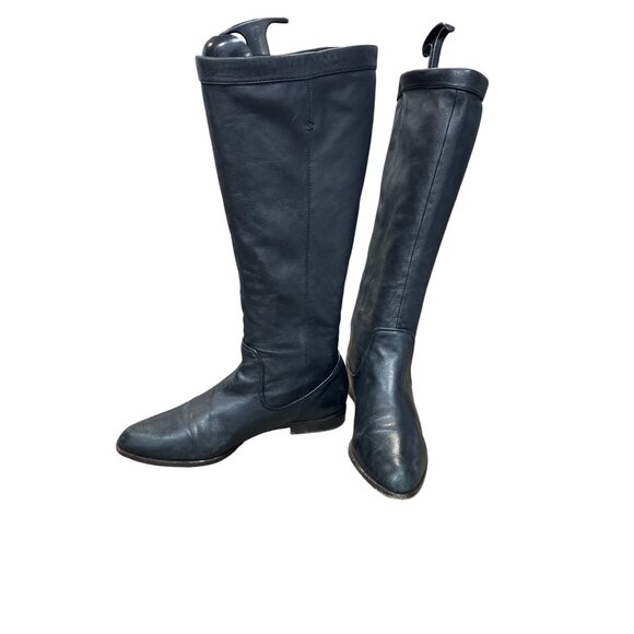 Frye Slouch Womans Black Leather Below Knee Riding Boots SZ 8M SKU 9399 - Picture 2 of 12